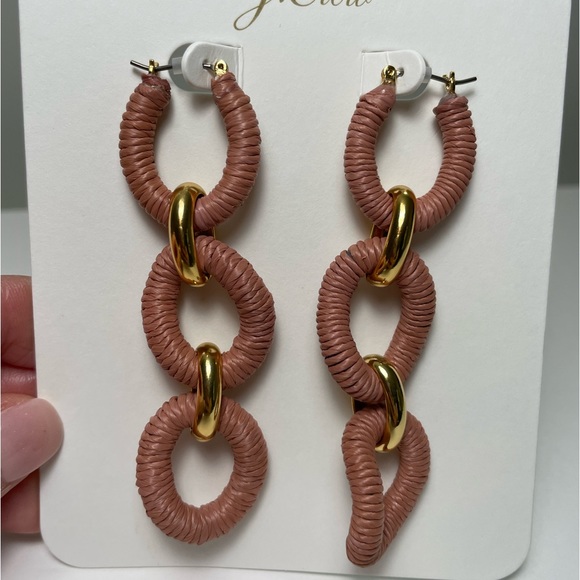 J.Crew Cotton raffia-wrapped chain earrings - Picture 3 of 6